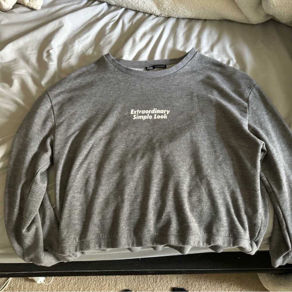 2 cropped gray sweatshirts